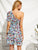 One Shoulder Layered Ruffle Hem Belted Floral Dress