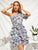 One Shoulder Layered Ruffle Hem Belted Floral Dress