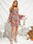 Shirred Bodice Frill Trim Trumpet Sleeve Floral Bardot Dress