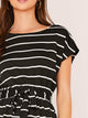 Cap Sleeve Striped Pencil Dress