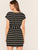 Cap Sleeve Striped Pencil Dress