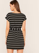 Cap Sleeve Striped Pencil Dress