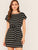 Cap Sleeve Striped Pencil Dress