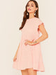 Ruffle Cuff Smock Dress