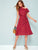Asymmetrical Neck Ruffle Trim Heart Print Belted Dress