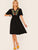 Floral Embroidery Appliques Front Flutter Sleeve Dress