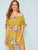 Botanical Print Tie Cuff Off Shoulder Dress