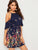 Cold Shoulder Ruffle Floral Print Belted Dress