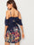 Cold Shoulder Ruffle Floral Print Belted Dress