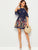 Cold Shoulder Ruffle Floral Print Belted Dress