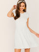  V Back Cap Sleeve Fit & Flare Dress