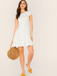  V Back Cap Sleeve Fit & Flare Dress