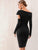 Adyce Asymmetrical Neck Slit Hem Belted Bodycon Dress