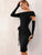 Adyce Asymmetrical Neck Slit Hem Belted Bodycon Dress