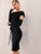 Adyce Asymmetrical Neck Slit Hem Belted Bodycon Dress