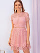 Zip Back Guipure Lace Overlay Dress