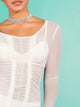 Sheer Ruched Drawstring Front Bodycon Dress Without Lingerie