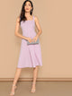 Solid Zip Back Fit & Flare Dress