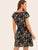 Ditsy Floral Shirred Waist V-neck Dress