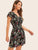 Ditsy Floral Shirred Waist V-neck Dress