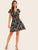 Ditsy Floral Shirred Waist V-neck Dress