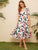 Surplice Large Floral Print Ruffle Hem Dress
