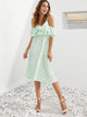 SBetro Polka-dot Cold Shoulder Layered Sleeve Dress