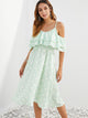 SBetro Polka-dot Cold Shoulder Layered Sleeve Dress