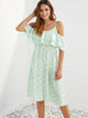 SBetro Polka-dot Cold Shoulder Layered Sleeve Dress