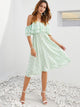SBetro Polka-dot Cold Shoulder Layered Sleeve Dress