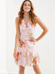 SBetro Floral Print Layered Ruffle Ruched Dress