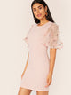 Embroidery Appliques Mesh Sleeve Pencil Dress
