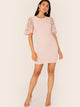 Embroidery Appliques Mesh Sleeve Pencil Dress