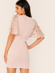 Embroidery Appliques Mesh Sleeve Pencil Dress