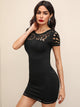 Laser Cut Yoke Bodycon Dress