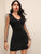  Solid Mesh Sheer Sleeve Bodycon Dress