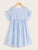 Ruffle Cuff Curved Hem Striped Smock Dress