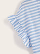 Ruffle Cuff Curved Hem Striped Smock Dress