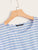 Ruffle Cuff Curved Hem Striped Smock Dress