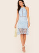 Strappy Backless Guipure Lace Halter Dress