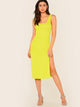 Neon Yellow Split Thigh Tank Dress