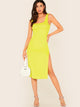 Neon Yellow Split Thigh Tank Dress