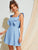 Ruffle Trim Tie Back Solid Dress
