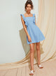 Ruffle Trim Tie Back Solid Dress