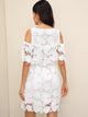 Solid Cold Shoulder Guipure Lace Dress
