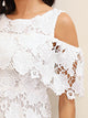 Solid Cold Shoulder Guipure Lace Dress