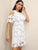 Solid Cold Shoulder Guipure Lace Dress