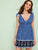 Tribal Ditsy Floral Plunging Neck Backless Slip Dress