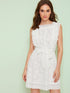 Self Tie Zip Back Eyelet Embroidery Lace Dress