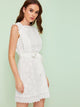 Self Tie Zip Back Eyelet Embroidery Lace Dress